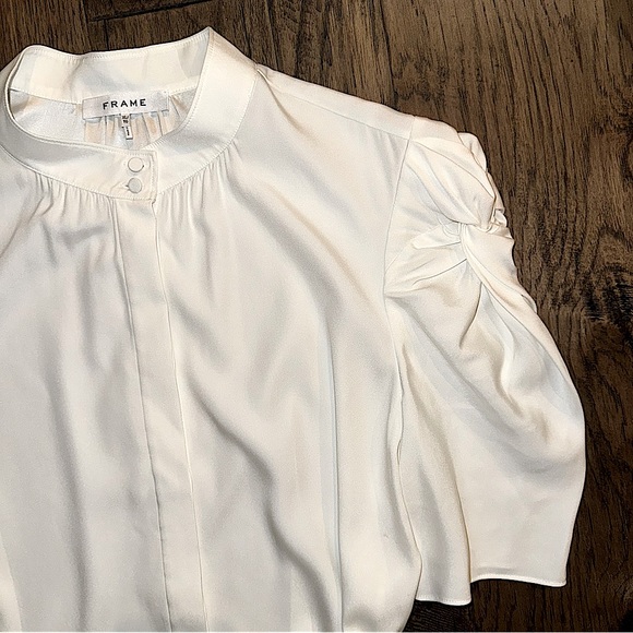 FRAME Gillian Puff Sleeve Silk Blouse - Picture 10 of 13